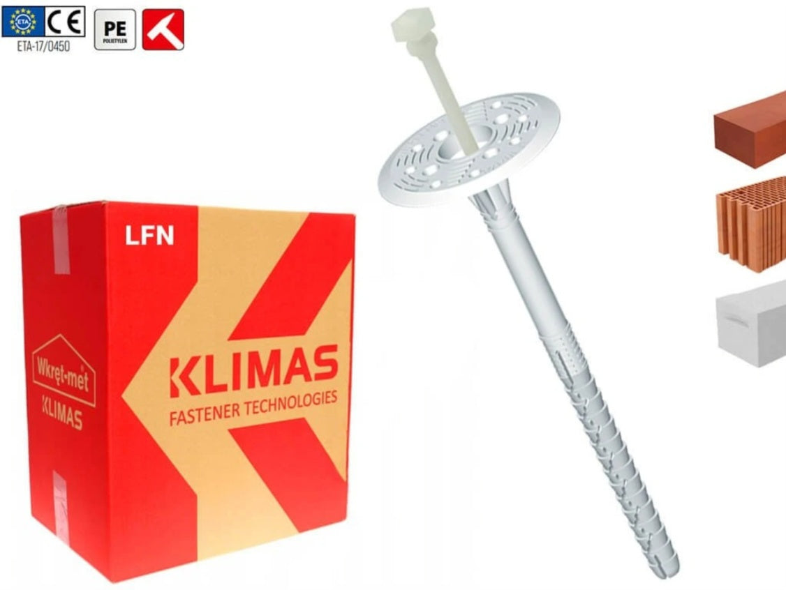 Diblu fixare polistiren cu expansiune lunga in BCA, beton si caramida, 10x160mm - LFN10160(200), Klimas Wkret-met