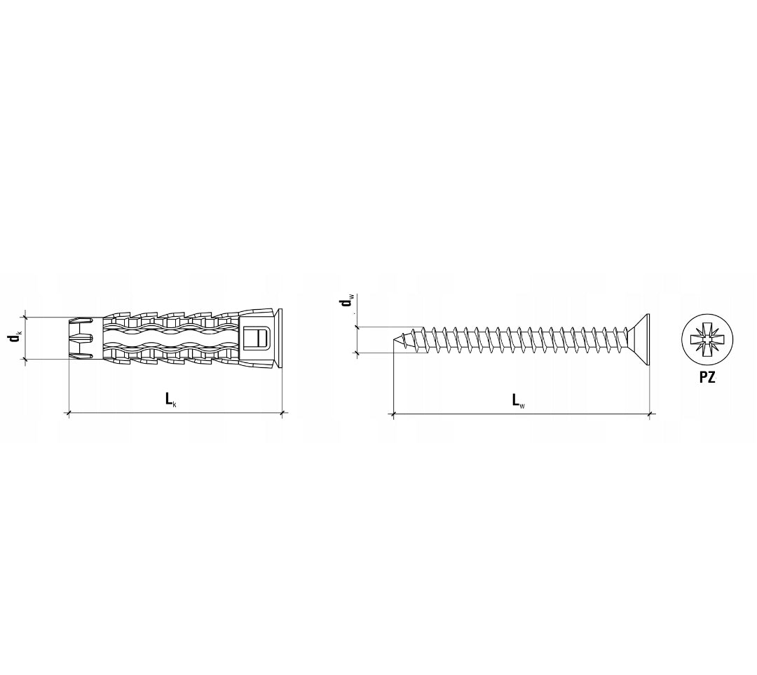Diblu universal cu Surub cu cap înfundat, (PZ-2/PZ-3) 10x50/6,0x60mm -4 bucati/blister - BSFXP-10050060, Klimas Wkret-met