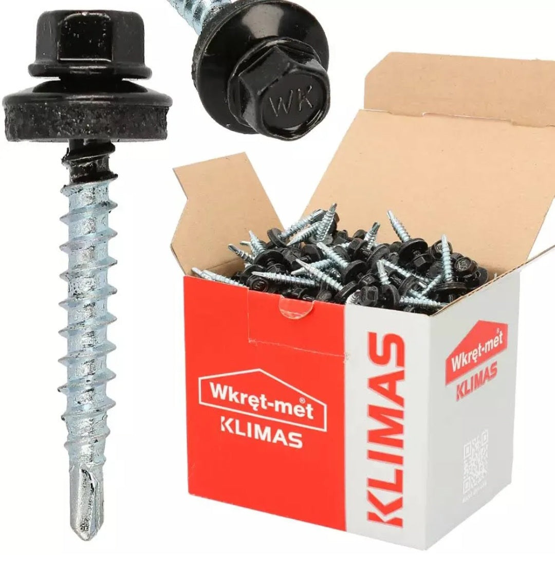 Surub autoforant pentru fixarea tablelor de otel pe suport de lemn, 4,8x35mm, RAL9005 - WFD-48035-9005, Klimas Wkret-met