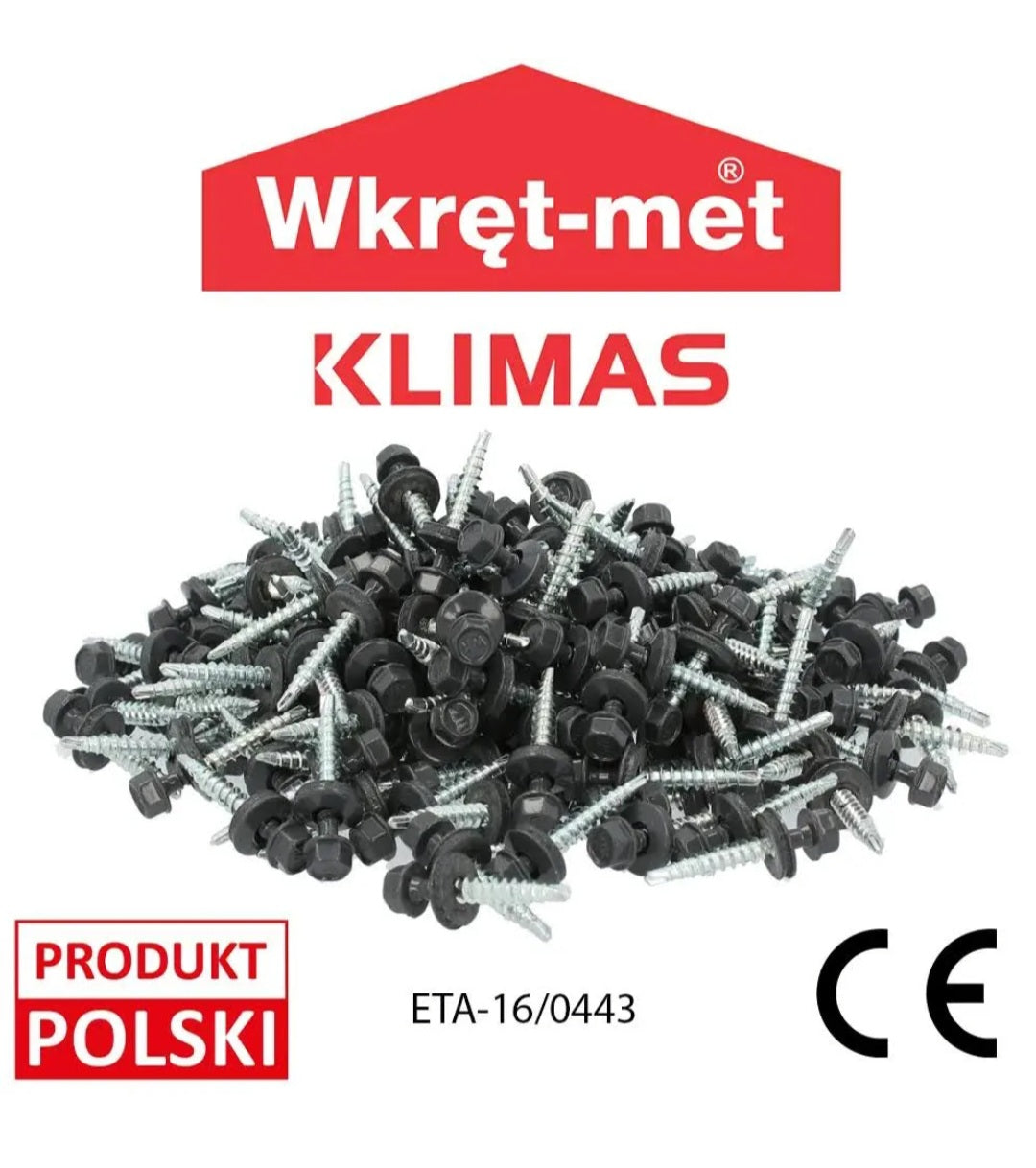 Surub autoforant pentru fixarea tablelor de otel pe suport de lemn, 4,8x35mm, RAL9005 - WFD-48035-9005, Klimas Wkret-met