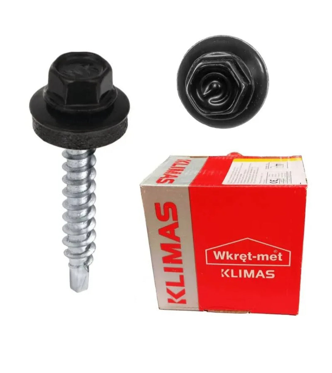 Surub autoforant pentru fixarea tablelor de otel pe suport de lemn, 4,8x35mm, RAL9005 - WFD-48035-9005, Klimas Wkret-met