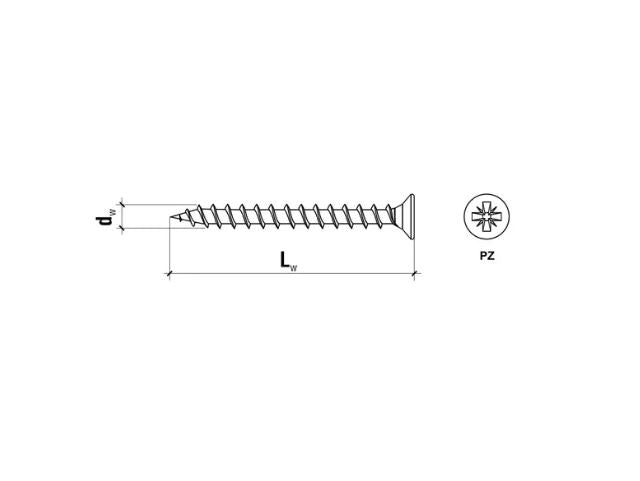 Surub cu cap inecat pentru placi OSB 5x100, 200 bucati/cutie, KMH-50100, Klimas Wkret-met