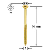 Surub cu cap inecat pentru placile de OSB, PZ, 5x50 mm - 300 bucati/cutie - KMH-50050, Klimas Wkret-met