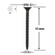Surub gips-carton pentru metal, TN 3.5x45mm, 500 buc/cutie