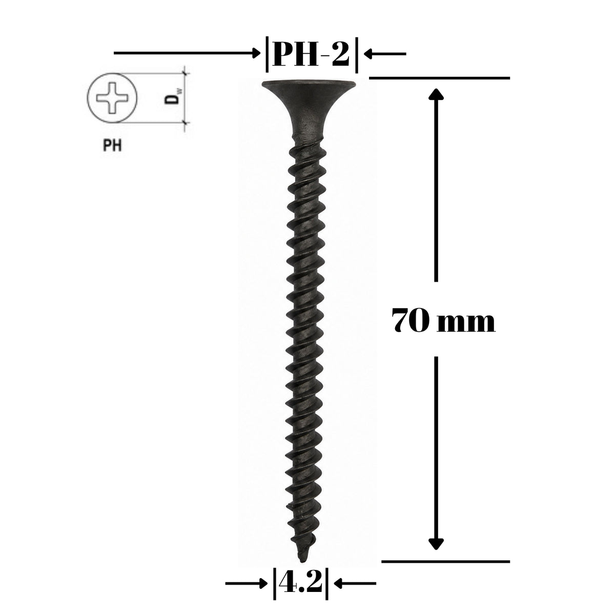Surub gips-carton pentru metal, TN 4.2x70mm, 500 buc/cutie