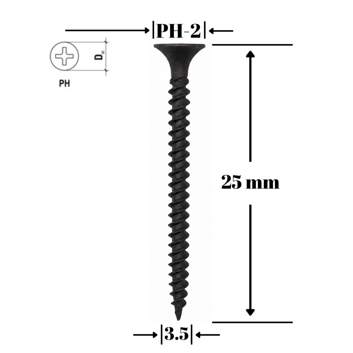 Surub gips-carton pentru metal, TN 3.5x25 mm, 1000 buc/cutie