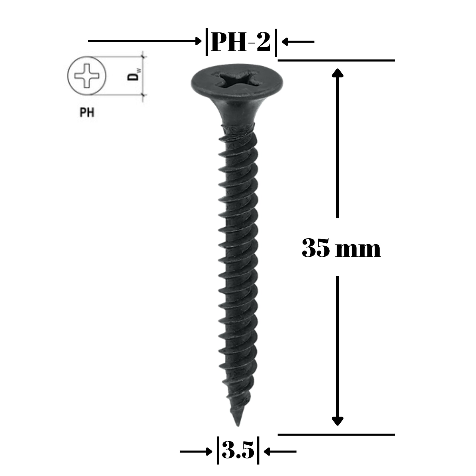 Surub gips-carton pentru metal, TN 3.5x35mm - 100 bucati/blister - BGM-35035, Klimas Wkret-met