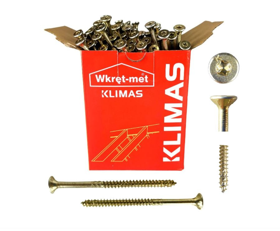 Surub dulgherie lemn, cap inecat, TORX TX40, 10x220 mm - 25 bucati/cutie - WKCS-10220, Klimas Wkret-met