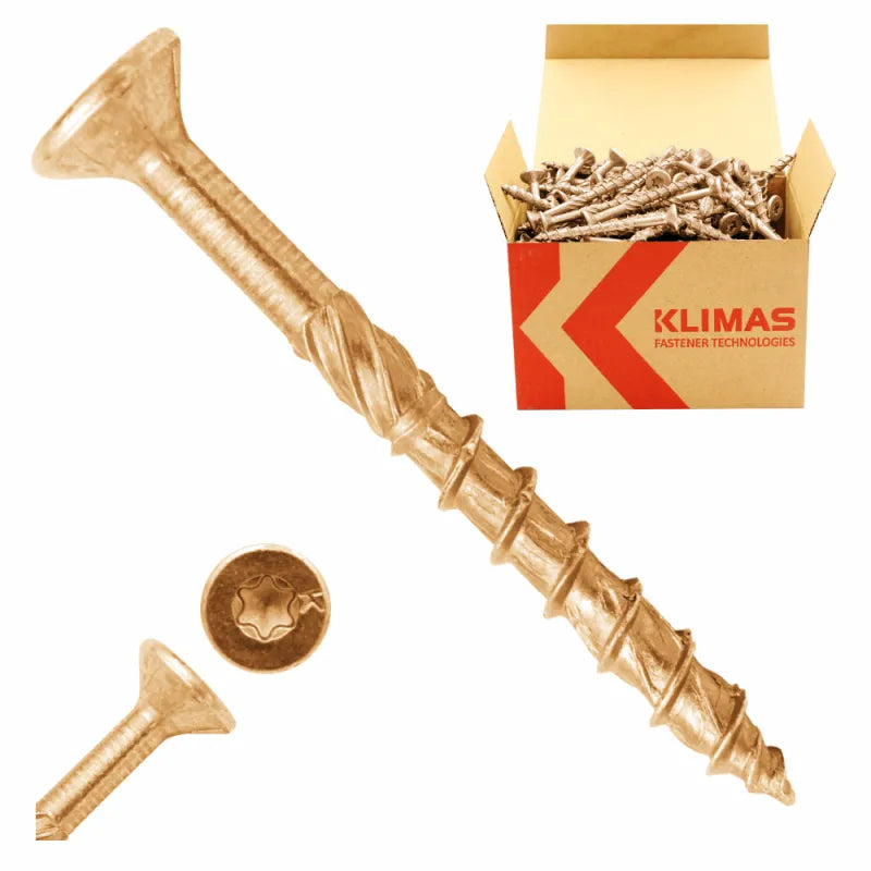 Surub dulgherie lemn, cap inecat, TORX TX40, 10x220 mm - 25 bucati/cutie - WKCS-10220, Klimas Wkret-met