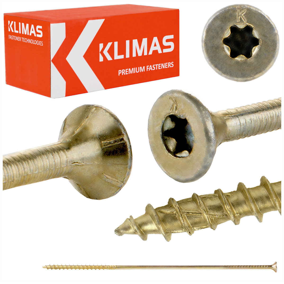 Surub dulgherie lemn, cap inecat, TORX TX40, 10x220 mm - 25 bucati/cutie - WKCS-10220, Klimas Wkret-met