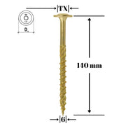 Surub pentru lemn cu saiba, TORX 6x140mm - WKCP-06140, Klimas Wkret-met