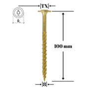Surub pentru lemn cu saiba, TORX 8x100mm - WKCP-08100, Klimas Wkret-met