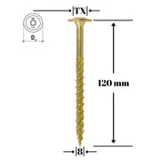Surub pentru lemn cu saiba, TORX 8x120mm - WKCP-08120, Klimas Wkret-met