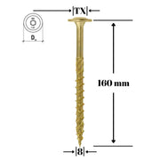 Surub pentru lemn cu saiba, TORX 8x160mm - WKCP-08160, Klimas Wkret-met