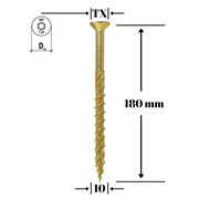 Surub pentru lemn TORX 10x180mm, 25 buc/cutie - WKCS-10180(25), Klimas Wkret-met