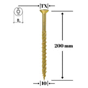 Surub pentru lemn TORX 10x200mm - WKCS-10200(25), Klimas Wkret-met