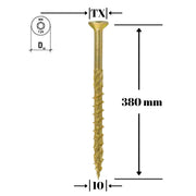 Surub pentru lemn TORX 10x380mm - WKCS-10380(25), Klimas Wkret-met