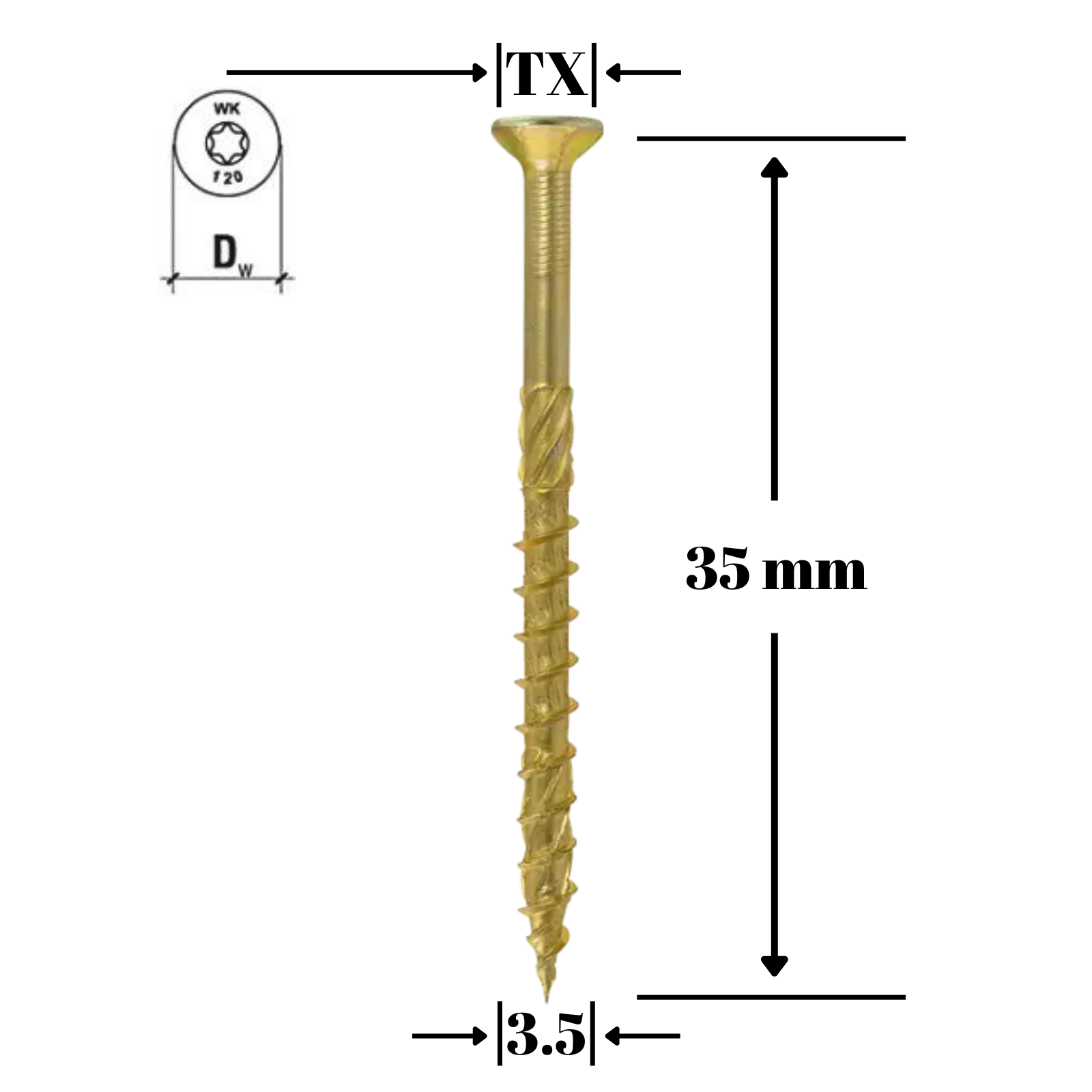 Surub pentru lemn TORX 3.5x35mm - KMWHT-35035, Klimas Wkret-met