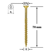 Surub pentru lemn TORX 4x70mm - KMWHT-40070(200), Klimas Wkret-met