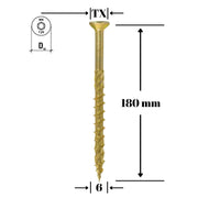 Surub pentru lemn TORX 6x180mm - KMWHT-60180, Klimas Wkret-met
