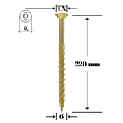 Surub pentru lemn TORX 6x220mm - KMWHT-60220, Klimas Wkret-met