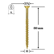 Surub pentru lemn TORX 6x80mm - KMWHT-60080(100), Klimas Wkret-met