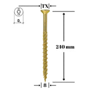 Surub pentru lemn TORX  8x240mm - WKCS-08240(50), Klimas Wkret-met