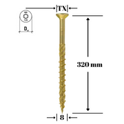 Surub pentru lemn TORX 8x320 - WKCS-08320(50), Klimas Wkret-met