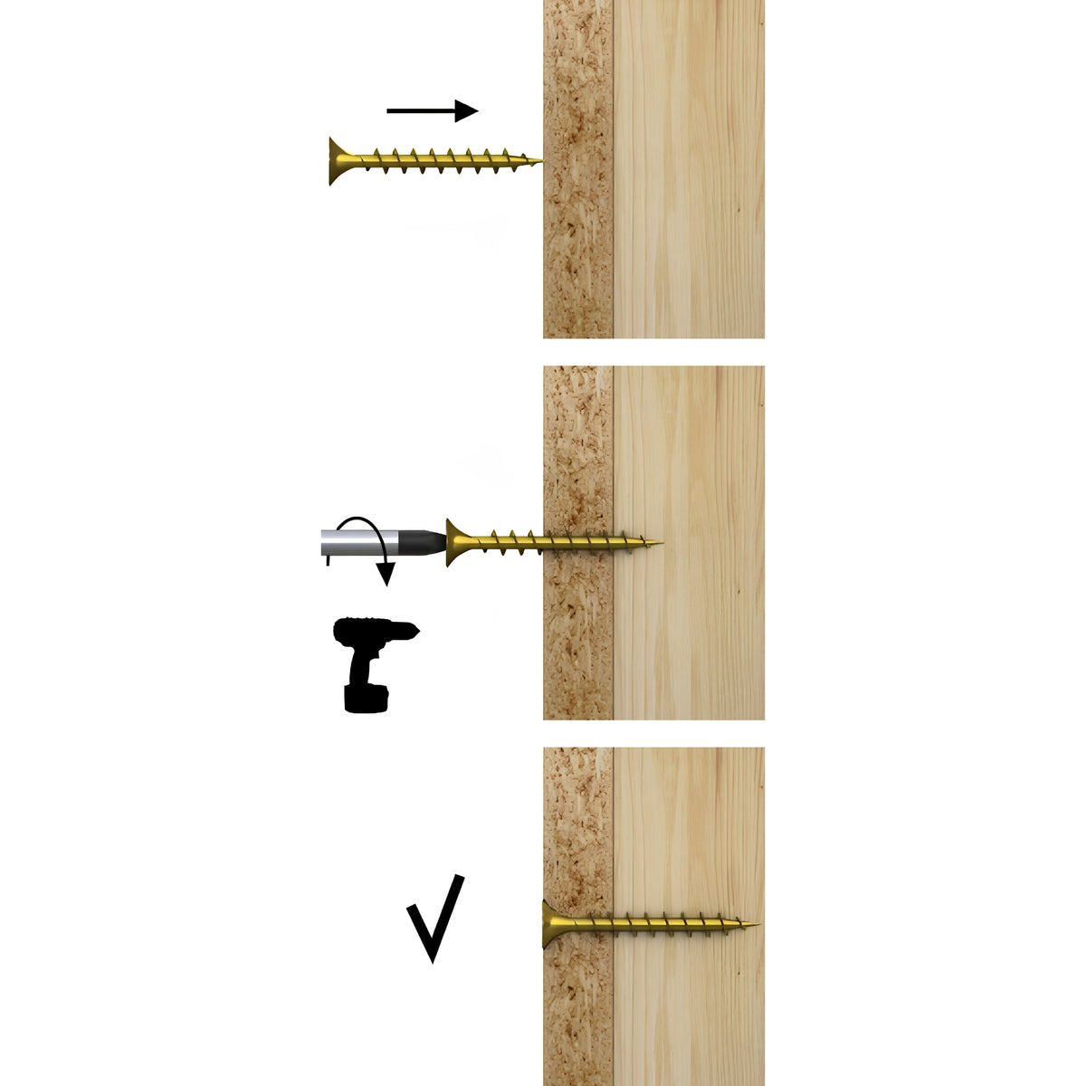 Surub UC, cap inecat 4.5x60 mm pentru lemn, PAL și OSB - 250 bucati/cutie