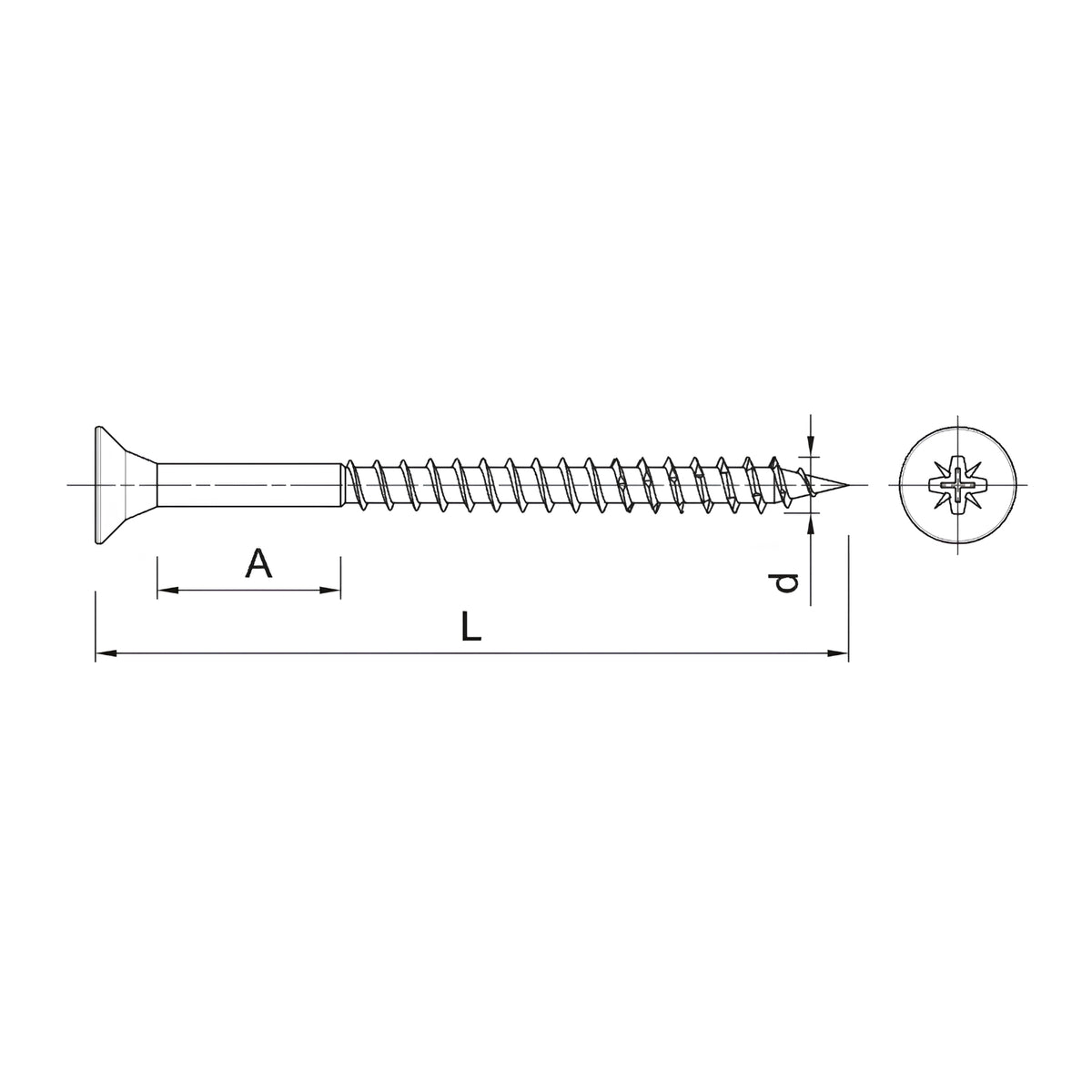 Surub UC, cap inecat 6x50 mm pentru lemn, PAL și OSB - 250 bucati/cutie