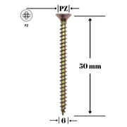 Surub UC, cap inecat 6x50 mm pentru lemn, PAL și OSB - 250 bucati/cutie